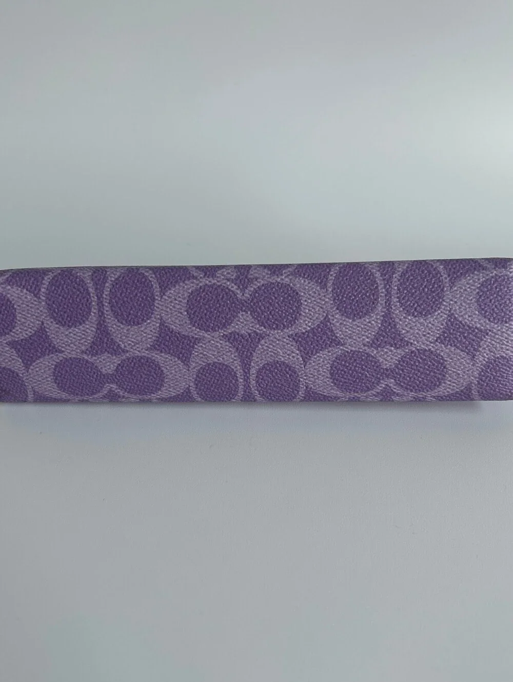 Coach Pencil Case In Signature Canvas Iris Purple SIlver Zip Pouch CZ206
